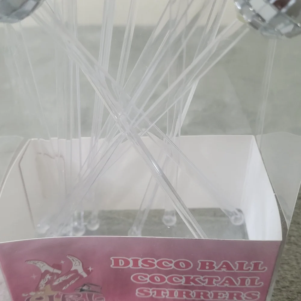 Nifty Girl Silver Disco Ball Cocktail Party Stirrers